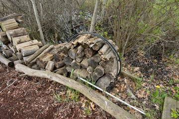 pile of firewood is ready to burn