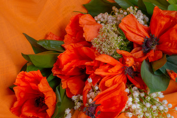 bouquet of orange flowers  poppies