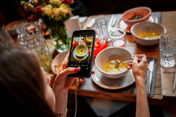 beautiful food is photographed on the phone