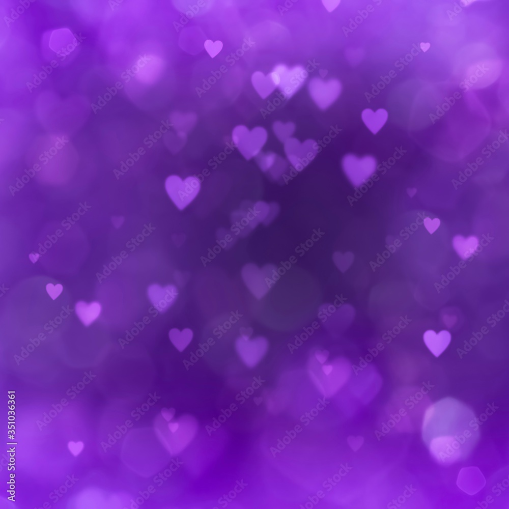 Wall mural abstract purple background with hearts - mothers day, birthday greeting card