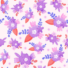 Seamless pattern with color garden wild flowers.