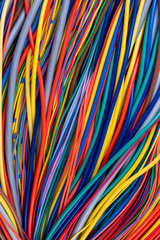 Multicolored electrical computer cable colorful background