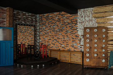 interior with bricks wall