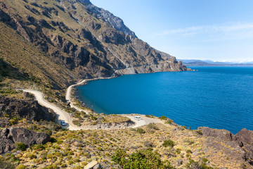 View of Route 265 and General Carrera lake - Chile Chico - Aysén, Chile