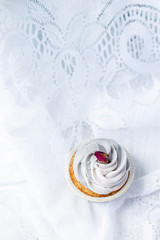 Obraz na płótnie Canvas tasty homemade chocolate cupcakes on white