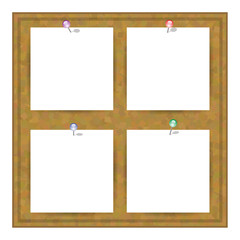 White Square Paper Set. Brown Cork Board Texture. Wood Pattern. Empty Notice Billboard. Office Banner.