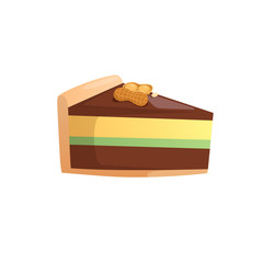 Piece of cake and peanuts isolated on white.