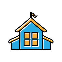 school building hand drawn icon vector design