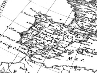 Fototapeta na wymiar アンティークの世界地図　スペイン 