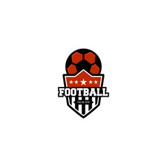 Shield Soccer club emblem. Football badge shield logo, soccer ball team game club elements, Vector Logo Illustration Fit to championship or team. Football logo with shield background vector.