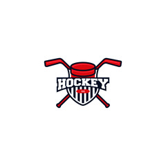 Shield Hockey badge, logo, emblem template. Hockey Badge Logo Design vector template. T-shirt Graphics Sport Team Identity Illustration Label isolated on white Background