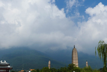 Three pagodas in Dali (Yunnan, China)