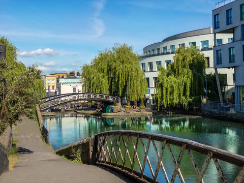 Bridge Over The Canal In The Famous Camden Town Region Of London During Covid 19 Period