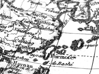 Obraz premium アンティークの世界地図 台湾