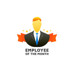 An employee of the month label design. Vector illustration