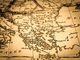 Fototapeta premium アンティークの世界地図 ギリシャ