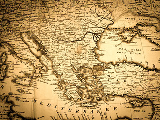 アンティークの世界地図　地中海沿岸