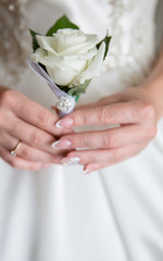 In the bride holding a flower romantic
