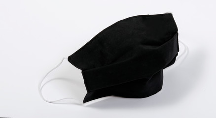 Handmade protective mask. Black cotton antivirus mask