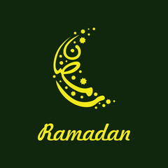 Ramadan calligraphy art in crescent moon shape