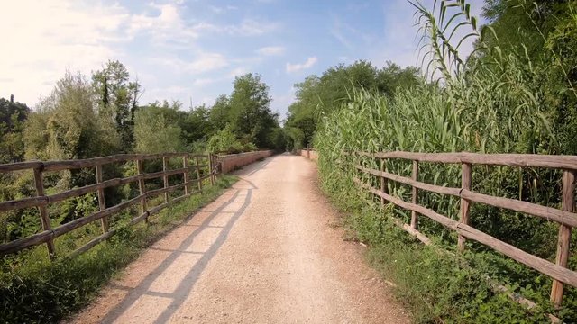 pedestrian and cycle path Poggibonsi-Colle along the Elsa river, province of Siena, Tuscany, Italy