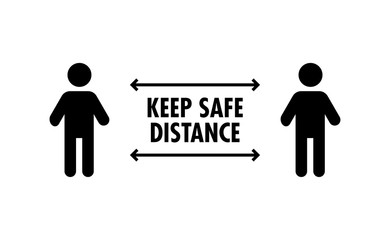 Social Distancing sign. Person standing at safe distance vector icons.