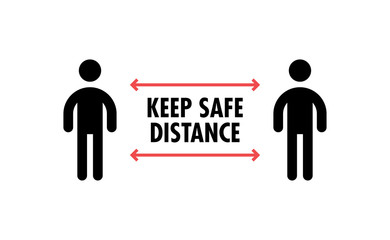 Social Distancing sign. Person standing at safe distance vector icons.