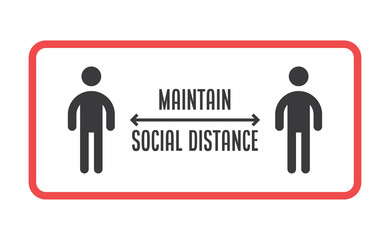 Social Distancing sign. Person standing at safe distance vector icons.