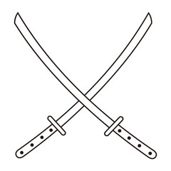crossed japanese swords icon- vector illustration