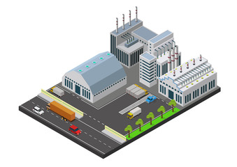 Obraz premium Vector illustration isometric Industrial buildings