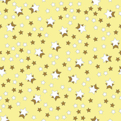 Seamless pattern of a star on a yellow background.