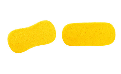 Yellow sponge isolated on white