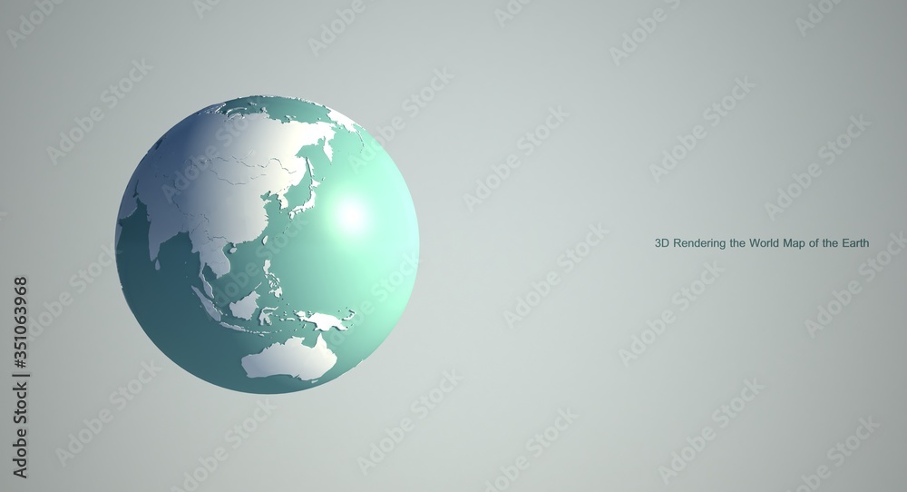 Wall mural 3d rendering of world map earth globe with white background. white world map background.