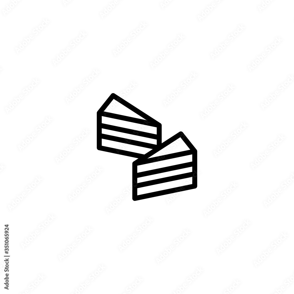 Sticker Cake graphic vector icon food in linear, outline icon isolated on white background