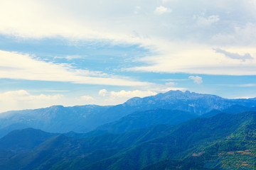 blue mountain range in the morning