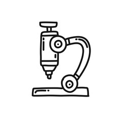 microscope doodle icon, vector illustration