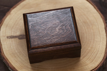 Wooden box on a tree cut
