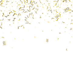 Holiday Serpentine. Gold Foil Streamers Ribbons.