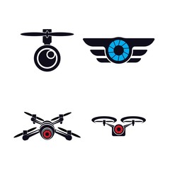 drone logo template vector icon. photography drone vector. quad copter vector icon


