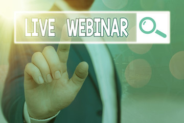 Handwriting text writing Live Webinar. Conceptual photo presentation lecture or seminar transmitted...