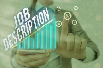 Word writing text Job Description. Business photo showcasing a formal account of an employee s is...
