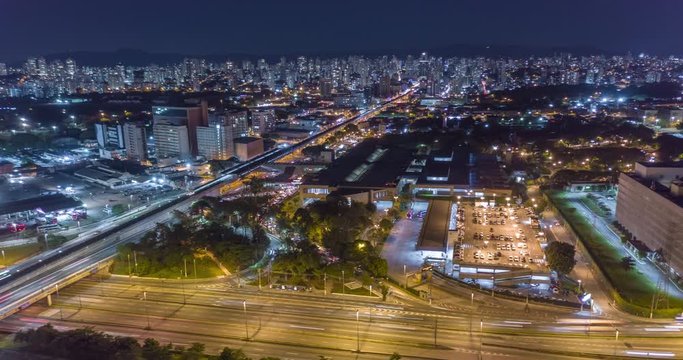 Aerial Hyperlapse of Sao Paulo bus terminal of Tiete in a busy day