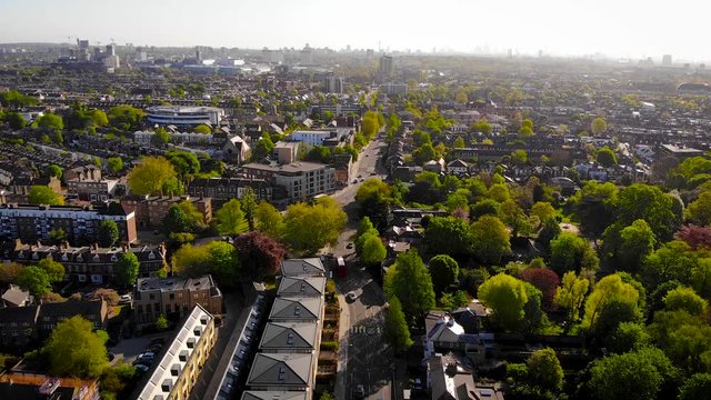 Aerial view of Acton town in suburb in the morning, UK