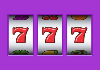 Win 777 jackpot in a mauve slot machine. Jackpot triple seven. Lucky seven. Casino vegas game. Slot machine game prize.