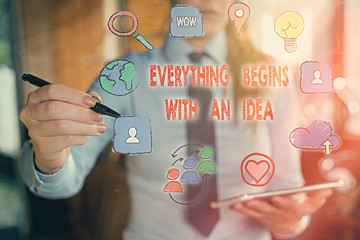 Text sign showing Everything Begins With An Idea. Business photo text steps you take to turn an...
