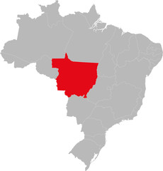 Mato Grosso state highlighted on Brazil map. Business concepts and backgrounds.