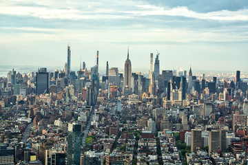 An aerial view of New York City skyline