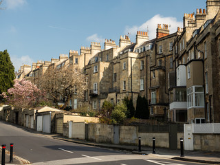 Historic terrace houses in Bath, Somerset, England, UK