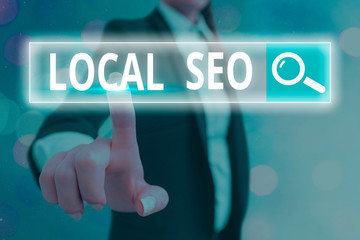 Conceptual hand writing showing Local Seo. Concept meaning helps businesses promote products and...