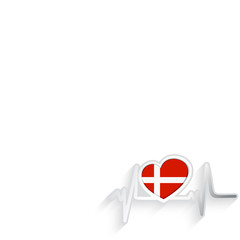 Denmark flag heart shaped isolated on white